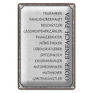 Blechschild Spruch 20x30cm Papa Taxifahrer Beschützer
