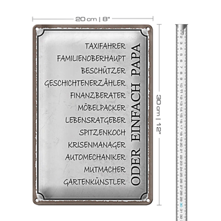 Blechschild Spruch 20x30cm Papa Taxifahrer Beschützer