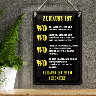 Blechschild Spruch 20x30cm Zuhause ist wo Leben und Liebe