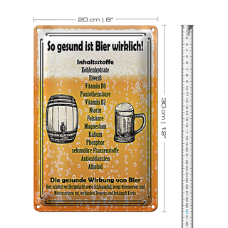 Blechschild Spruch 20x30cm so gesund ist Bier wirklich