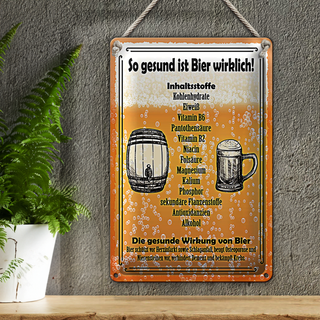 Blechschild Spruch 20x30cm so gesund ist Bier wirklich