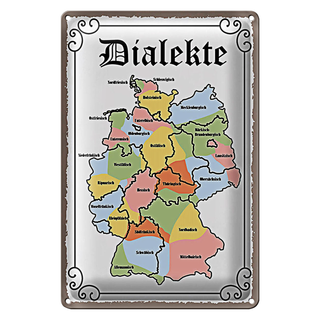 Blechschild Spruch 20x30cm Dialekte Karte Bundesländer