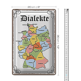 Blechschild Spruch 20x30cm Dialekte Karte Bundesländer