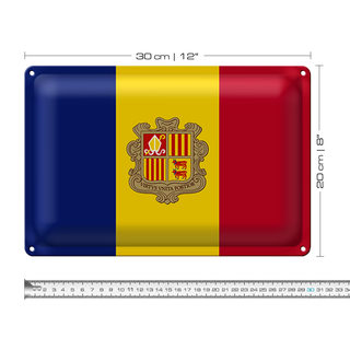 Blechschild Flagge Andorra 30x20cm Flag of Andora