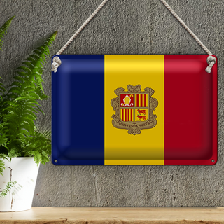 Blechschild Flagge Andorra 30x20cm Flag of Andora