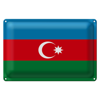 Blechschild Flagge Aserbaidschan 30x20cm Flag of Azerbaijan