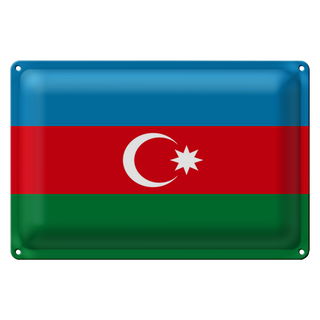 Blechschild Flagge Aserbaidschan 30x20cm Flag of Azerbaijan