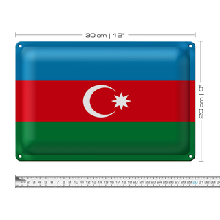 Blechschild Flagge Aserbaidschan 30x20cm Flag of Azerbaijan