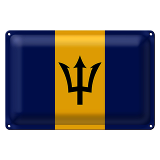 Blechschild Flagge Barbados 30x20cm Flag of Barbados