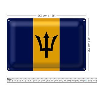 Blechschild Flagge Barbados 30x20cm Flag of Barbados