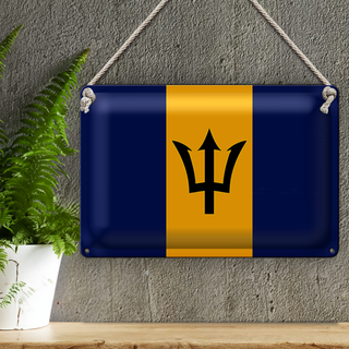 Blechschild Flagge Barbados 30x20cm Flag of Barbados