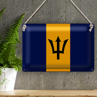 Blechschild Flagge Barbados 30x20cm Flag of Barbados