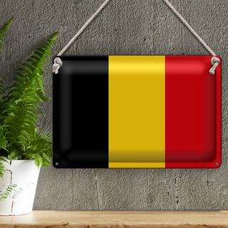 Blechschild Flagge Belgien 30x20cm Flag of Belgium