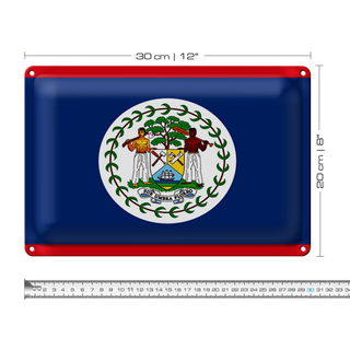 Blechschild Flagge Belize 30x20cm Flag of Belize