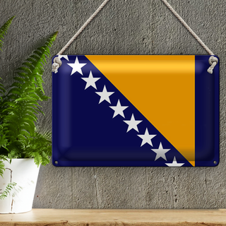 Blechschild Flagge Bosnien und Herzegowina 30x20cm Flag