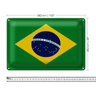 Blechschild Flagge Brasilien 30x20cm Flag of Brazil