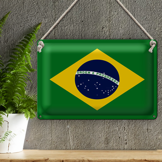 Blechschild Flagge Brasilien 30x20cm Flag of Brazil