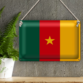 Blechschild Flagge Kamerun 30x20cm Flag of Cameroon