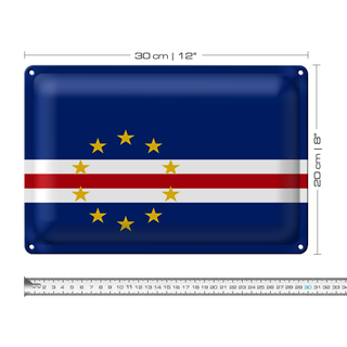 Blechschild Flagge Kap Verde 30x20cm Flag of Cape Verde