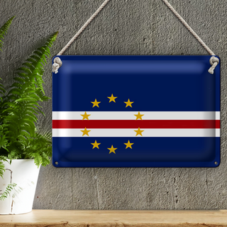 Blechschild Flagge Kap Verde 30x20cm Flag of Cape Verde