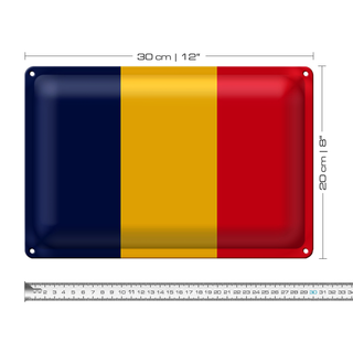 Blechschild Flagge Tschad 30x20cm Flag of Chad