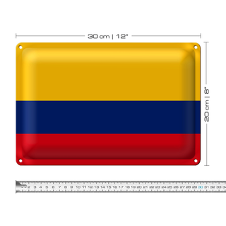 Blechschild Flagge Kolumbien 30x20cm Flag of Colombia