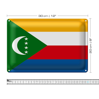 Blechschild Flagge Komoren 30x20cm Flag of the Comoros