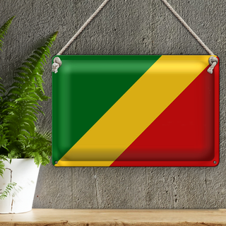 Blechschild Flagge Kongo 30x20cm Flag of the Congo