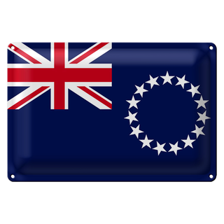 Blechschild Flagge Cookinseln 30x20cm Flag of Cook Islands