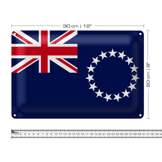 Blechschild Flagge Cookinseln 30x20cm Flag of Cook Islands