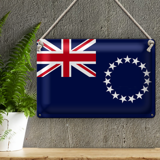 Blechschild Flagge Cookinseln 30x20cm Flag of Cook Islands