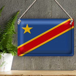 Blechschild Flagge DR Kongo 30x20cm Flag democratic Congo