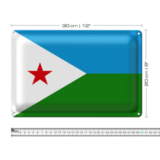 Blechschild Flagge Dschibuti 30x20cm Flag of Djibouti