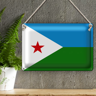 Blechschild Flagge Dschibuti 30x20cm Flag of Djibouti