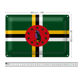 Blechschild Flagge Dominica 30x20cm Flag of Dominica