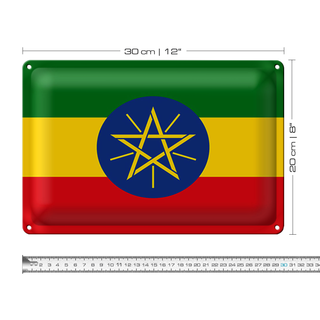 Blechschild Flagge Äthiopien 30x20cm Flag of Ethiopia