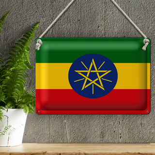 Blechschild Flagge Äthiopien 30x20cm Flag of Ethiopia
