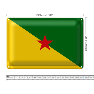 Blechschild Flagge Französisch-Guayanas 30x20cm Flag French