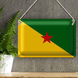 Blechschild Flagge Französisch-Guayanas 30x20cm Flag French