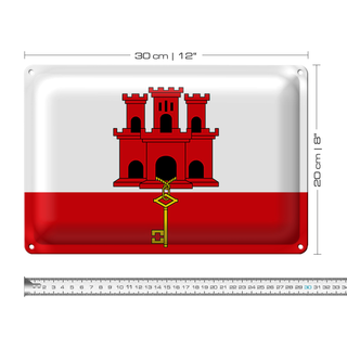 Blechschild Flagge Gibraltar 30x20cm Flag of Gibraltar