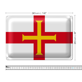 Blechschild Flagge Guernsey 30x20cm Flag of Guernsey