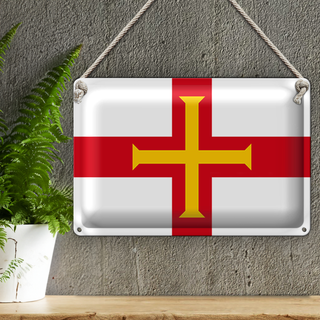 Blechschild Flagge Guernsey 30x20cm Flag of Guernsey