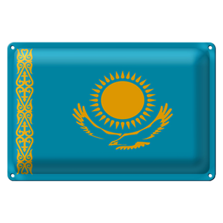 Blechschild Flagge Kasachstan 30x20cm Flag of Kazakhstan