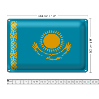 Blechschild Flagge Kasachstan 30x20cm Flag of Kazakhstan