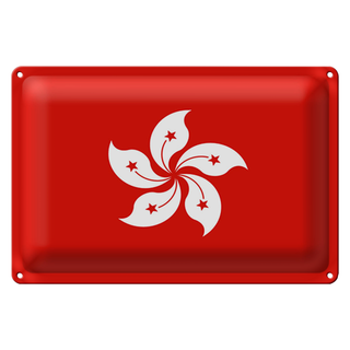 Blechschild Flagge Hongkong 30x20cm Flag of Hong Kong