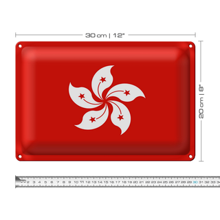 Blechschild Flagge Hongkong 30x20cm Flag of Hong Kong