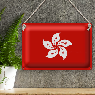 Blechschild Flagge Hongkong 30x20cm Flag of Hong Kong