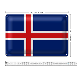 Blechschild Flagge Island 30x20cm Flag of Iceland