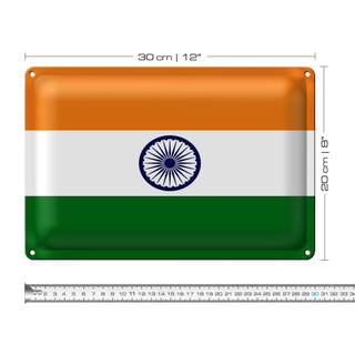 Blechschild Flagge Indien 30x20cm Flag of India