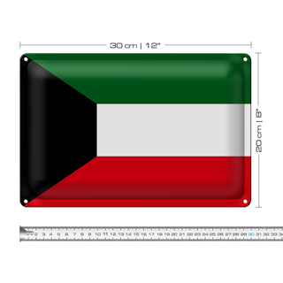 Blechschild Flagge Kuwait 30x20cm Flag of Kuwait
